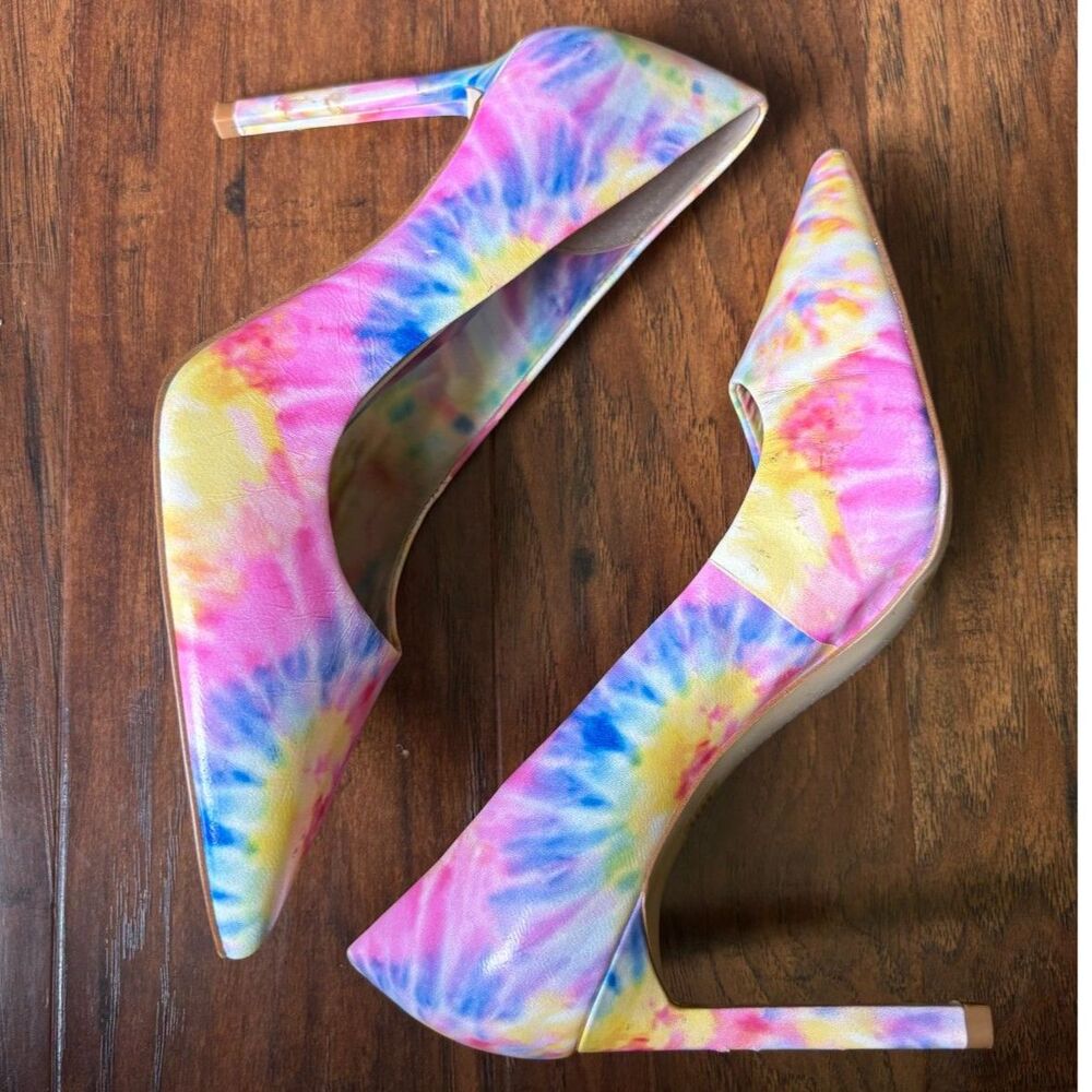 Gianni Bini Tie Dye Colorful Women's Pumps High Heels Leather Size 8
